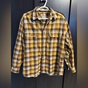 Woolrich Men's Yellow and Brown Plaid Shirt Jacket